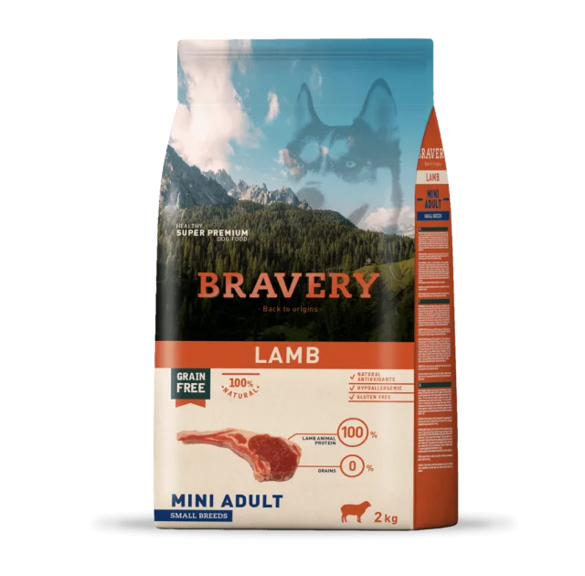 Сухой корм Bravery Lamb Mini Adult, взрослых собак мелких пород, с ягненком, 2 кг