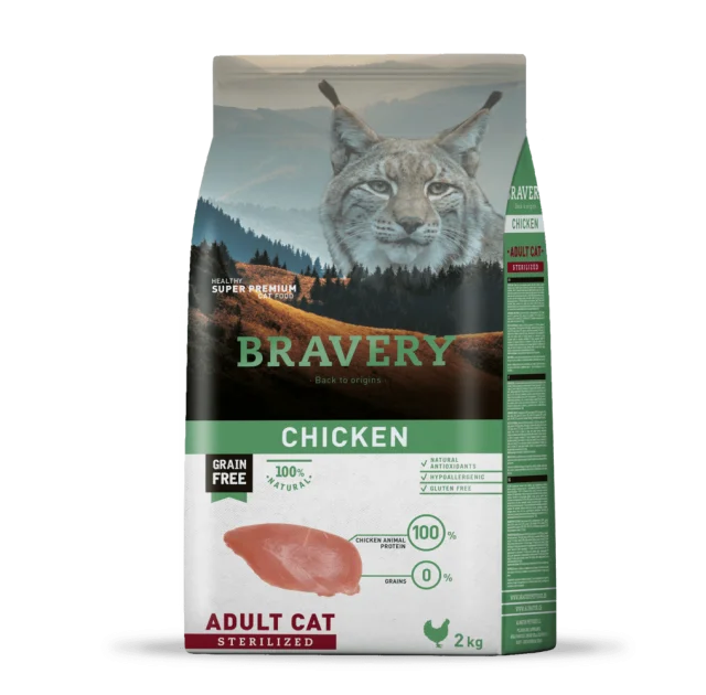 Сухой корм Bravery Chicken Adult Cat Sterilized, для кошек, с курицей, 2 кг