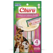 Ласощі Inaba Churu для собак, вершковий мус в стіках, курка, лосось, 4×14 г