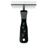 Расческа-грабли TatraPet Dog Salon двухсторонние, двухрядные с пластиковой ручкой, 8×12.6 см
