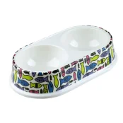 Миска Tatrapet для котів, меламінова подвійна, 0.25 л, 26.5×15×5.5 см