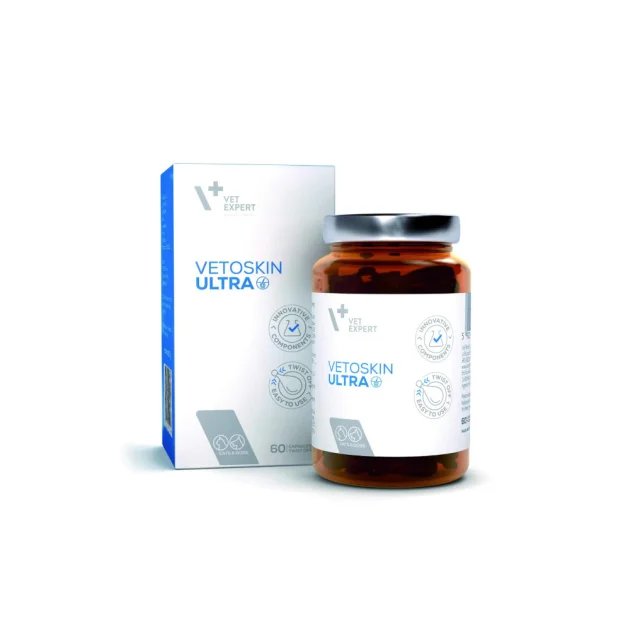 Харчова добавка Vet Expert VetoSkin Ultra для котів і собак, для комплексної підтримки і регенерації шкіри, 60 капсул