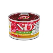 Вологий корм Farmina N&D Quinoa Skin&Coat Adult Mini для собак малих порід, при харчовій алергії з перепелом, кіноа, кокос та куркума, 140 г