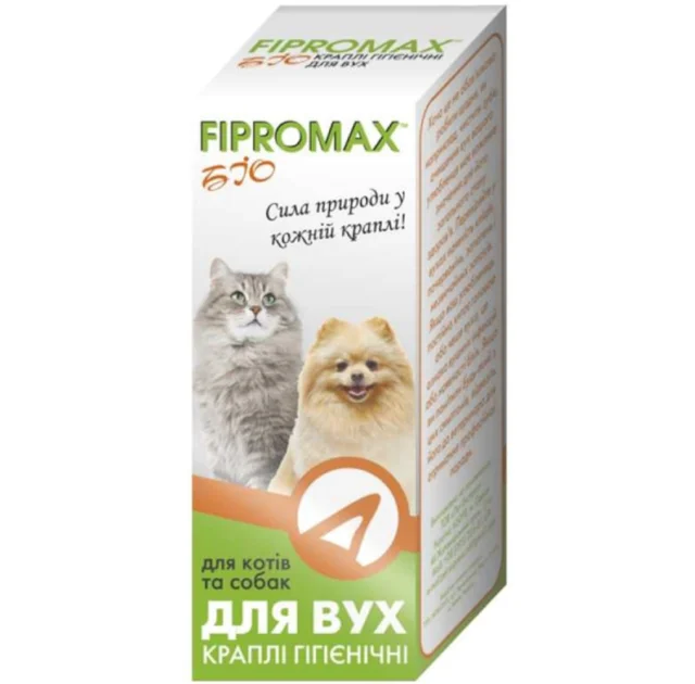Краплі Fipromax БІО для котів і собак, для вух, гігєнічні, 15 мл