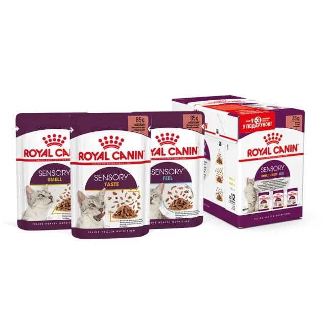 Вологий корм Royal Canin Sensory Multi-Pack для дорослих котів, мультипак 85 г, акція 9+3