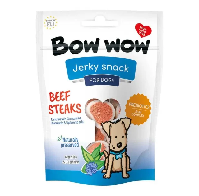 Лакомство для собак Bow wow снеки из говядины в виде стейков, 80 г
