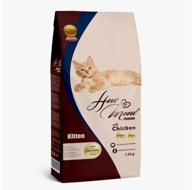 Повнораціонний сухий корм HowMeow Kitten для кошенят, з куркою, 15 кг