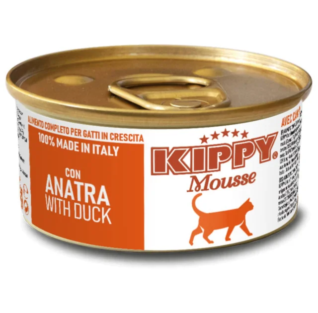 Вологий корм Kippy Mousse для дорослих котів, мус з качкою, 85 г