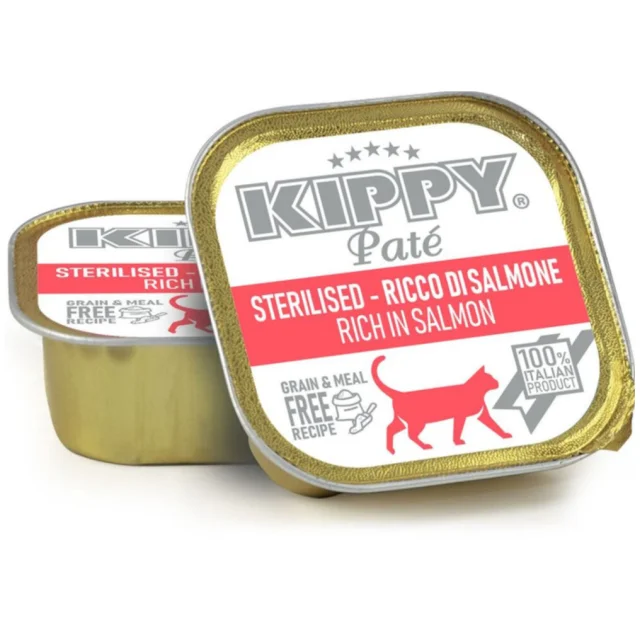 Влажный корм Kippy для стерилизованных кошек, паштет с лососем, 90 г