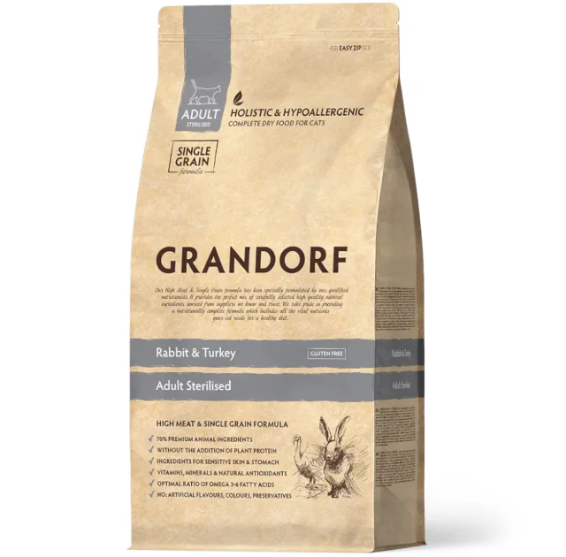 Сухий корм Grandorf Rabbit & Turkey Sterilized для стерилізованих котів, кролик з індичкою, 2 кг