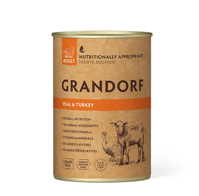 Влажный корм Grandorf Veal & Turkey Adult для взрослых собак, телятина с индейкой, 400 г