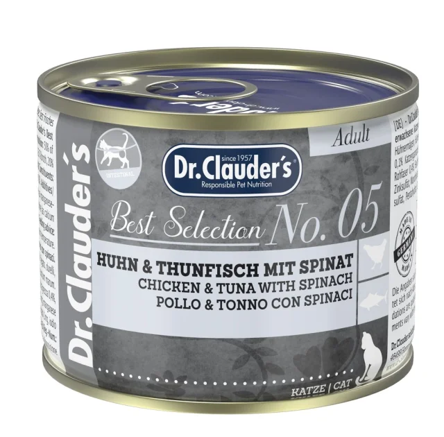 Влажный корм Dr.Clauder's Best Selection №5 для взрослых кошек с курицей, тунцем и шпинатом, 200 г
