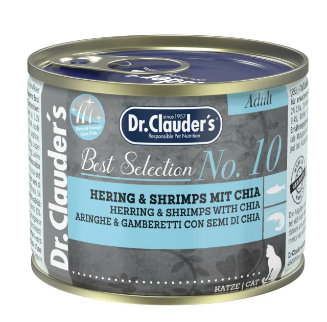 Влажный корм Dr.Clauder's Best Selection №10 для взрослых кошек, сельдь и креветки с чиа, 200 г