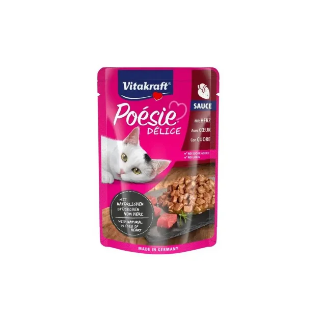Вологий корм Vitakraft Poesie Delice для котів, серця в соусі, 85 г