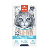 Функціональні рідкі ласощі Wanpy Creamy Lickable Treats Hairball Control для виведення шерсті у котів, 5×14 г