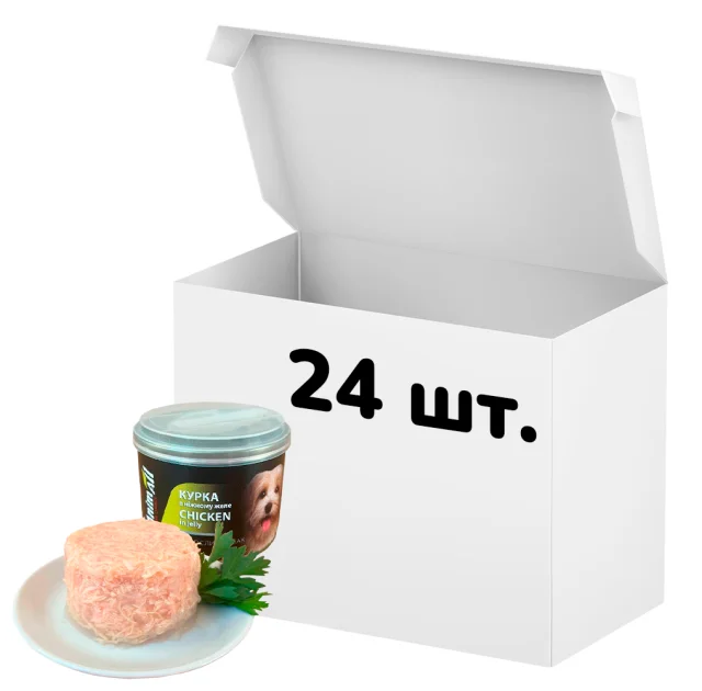 Упаковка консервов AnimAll для собак, курица в нежном желе, 195 г, 24 штуки