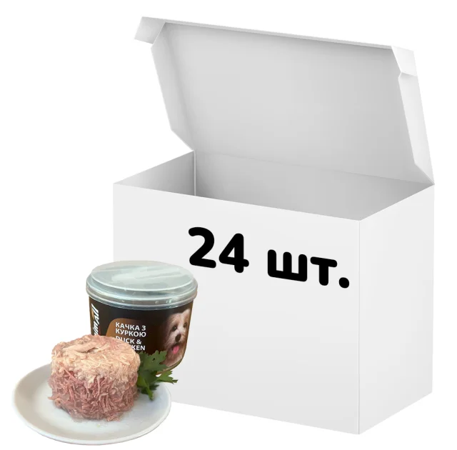 Упаковка консервов AnimAll для собак, утка с курицей в нежном желе, 195 г, 24 штуки