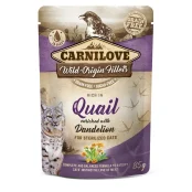 Вологий корм Carnilove Quail для стерилізованих котів, з перепілкою і кульбабою, шматочки в желе, пауч, 85 г