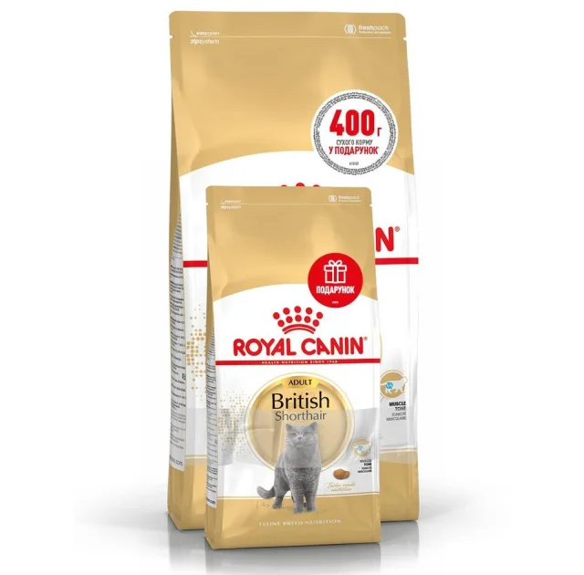Сухой корм Royal Canin British Shorthair Adult для британских короткошерстных кошек, 2 кг + 400 г в подарок