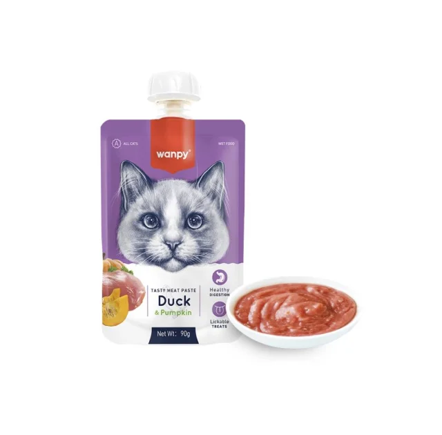 Крем-суп Wanpy Duck & Pumkin для котів, качка з гарбузом, 90 г
