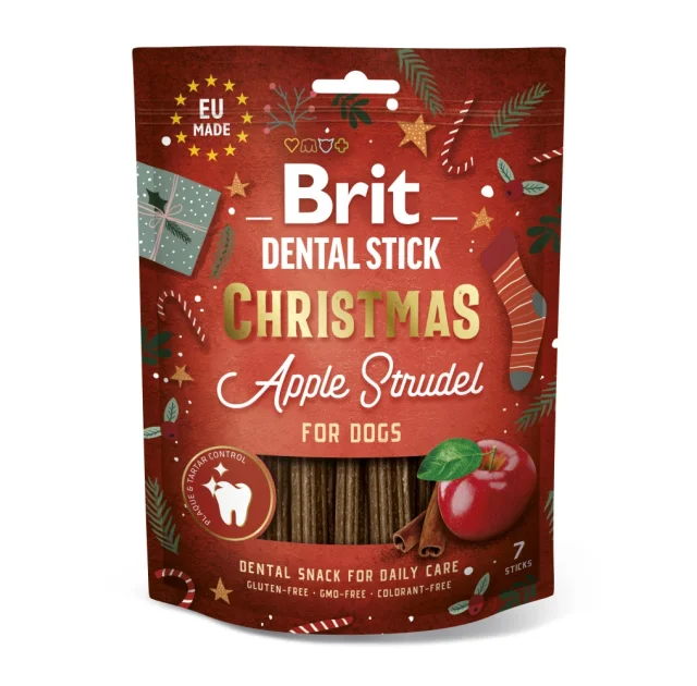Ласощі Brit Dental Stick Christmas Apple Strudel для собак, різдвяний яблучний штрудель, 7 шт, 251 г