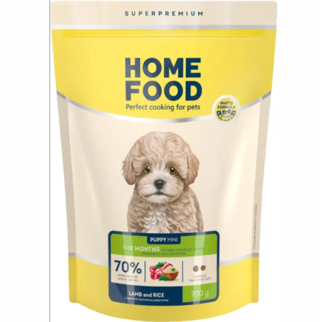 Сухой корм Home Food для щенков малых пород, ягненок и рис, 700 г