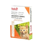 Каплі Veko Ассуріті Плюс Cпот Он проти паразитів для котів до 4 кг, 3 піпетки, 0.4 мл
