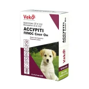 Каплі Veko Ассуріті Плюс Cпот Он проти паразитів для собак до 4 кг, 6 піпеток, 0.4 мл