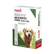 Каплі Veko Ассуріті Плюс Cпот Он проти паразитів для собак вагою 10-25 кг, 6 піпеток, 2.5 мл