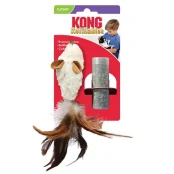 Іграшка KONG Refillables Feather Mouse для котів, миша з пір’ям зі змінним блоком із котячою м’ятою, 3.81×5.72×20.32 см
