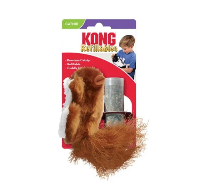 Іграшка KONG Refillables Squirrel для котів, білочка зі змінним блоком із котячою м’ятою, 5.72×7.62×17.78 см