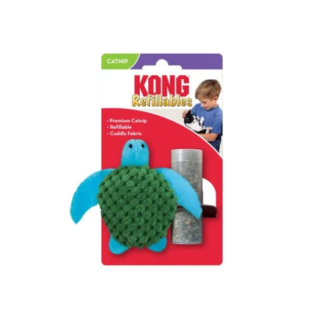 Іграшка KONG Refillables Turtle для котів, черепаха зі змінним блоком із котячою м’ятою, 3.81×11.43×9.53 см