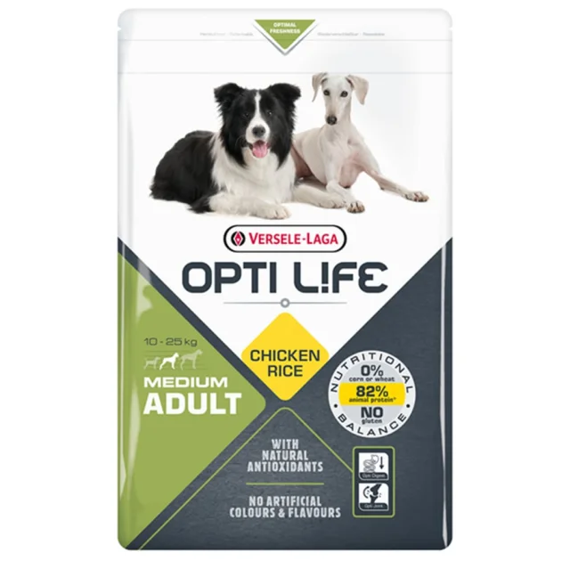 Сухой суперпремиум корм Versele-Laga Opti Life Adult Medium для собак средних пород, курица, 2.5 кг