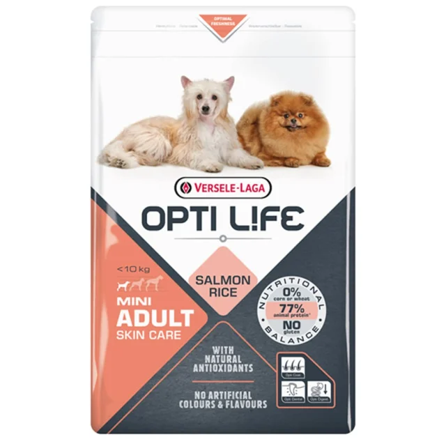 Сухой суперпремиум корма Versele-Laga Opti Life Adult Skin Care Mini для собак мини и малых пород, лосось, 2.5 кг