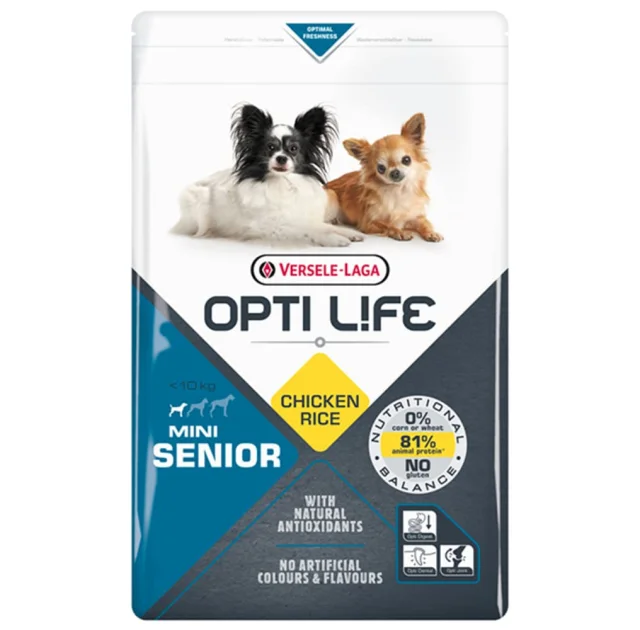 Сухой суперпремиум корм Versele-Laga Opti Life Senior Mini для пожилых собак мини и малых пород, курица, 2.5 кг