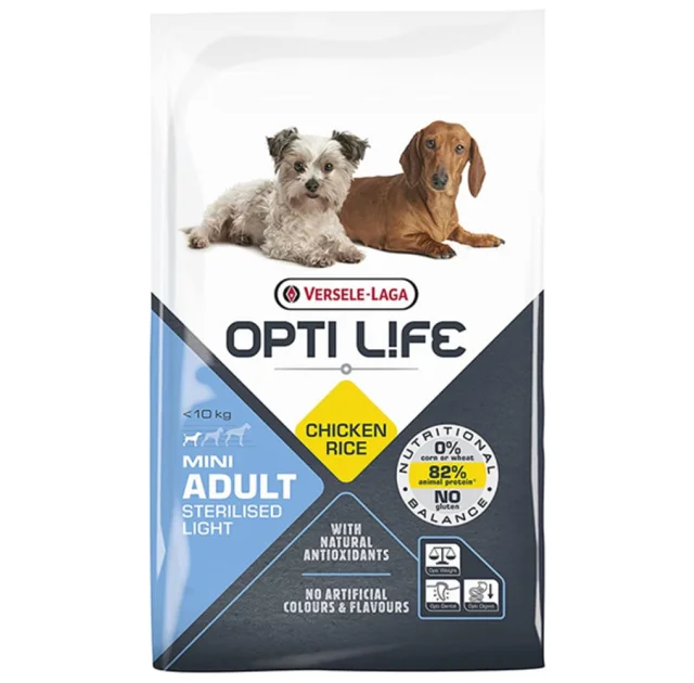 Сухой корм Versele-Laga Opti Life Sterilised Light Mini для стерилизованных собак с лишним весом мини и малых пород, курица, 7.5 кг