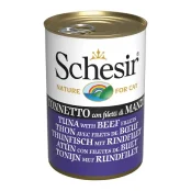 Вологий корм Schesir Tuna with Beef Fillets, консерви для котів, тунець з філе яловичини в желе, 140 г
