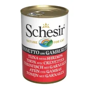 Вологий корм Schesir Tuna with Shrimps, консерви для котів, тунець з креветками в желе, 140 г