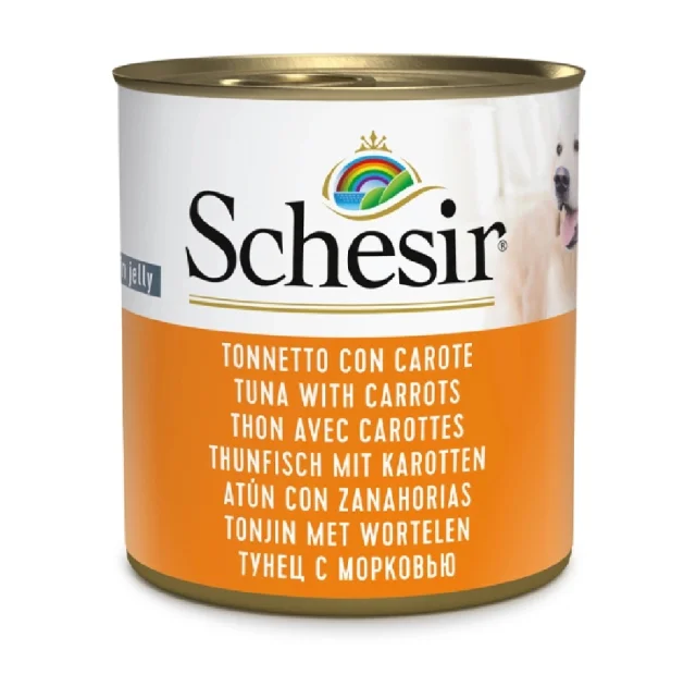 Влажный корм Schesir Tuna With Carrots, консервы для собак, тунец с морковью в желе, 285 г