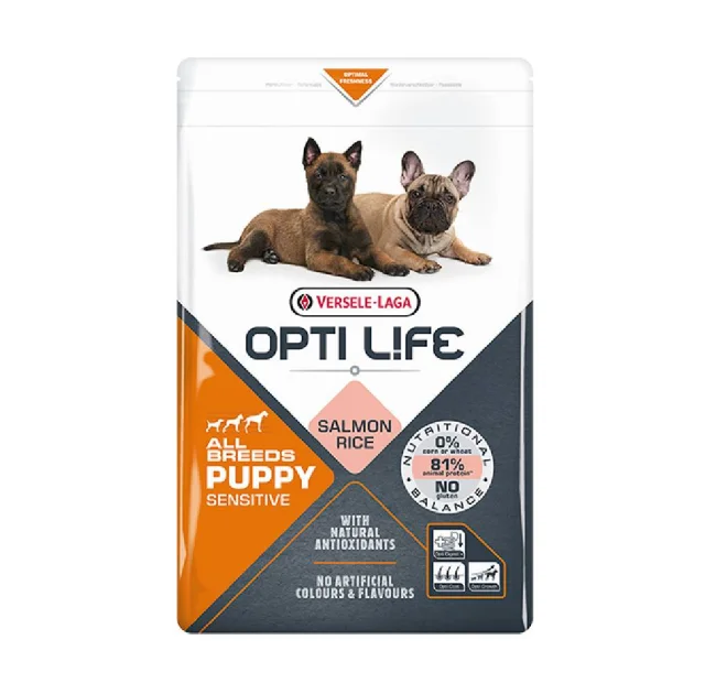 Сухий суперпреміум корм Opti Life Puppy Sensitive, для цуценят всіх порід, лосось 2.5 кг