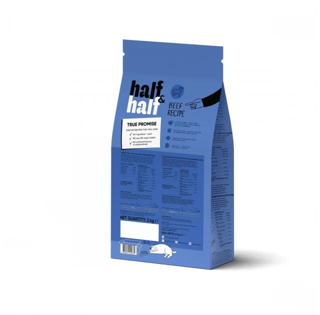 Сухой корм Half&Half для взрослых собак больших пород, с говядиной, 2 кг