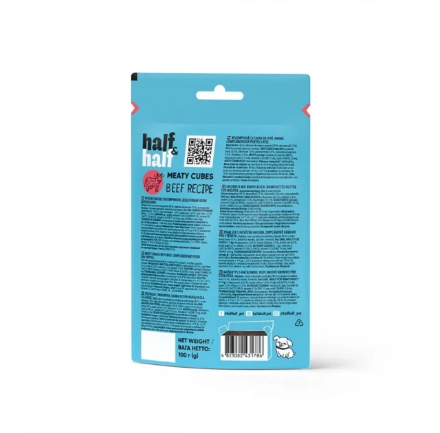 Лакомство Half&Half для щенков, в форме мясных кубиков, с говядиной, 100 г
