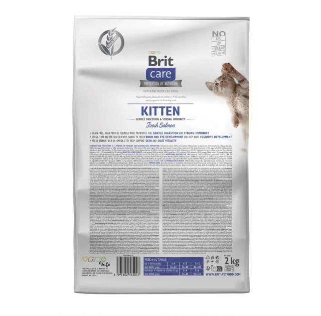 Сухий корм Brit Care Cat GF Kitten Digestion Immunity для кошенят, лосось, 2 кг