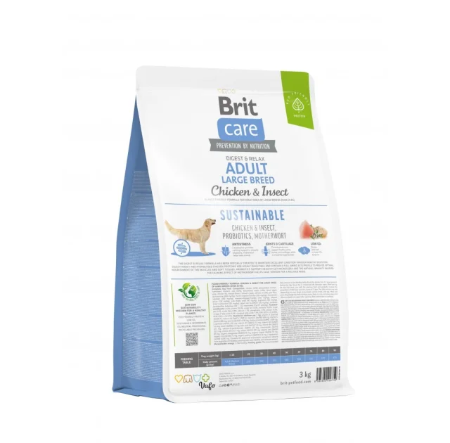 Сухой корм Brit Care Sustainable Adult Large Breed для собак больших пород, курица и насекомые, 3 кг