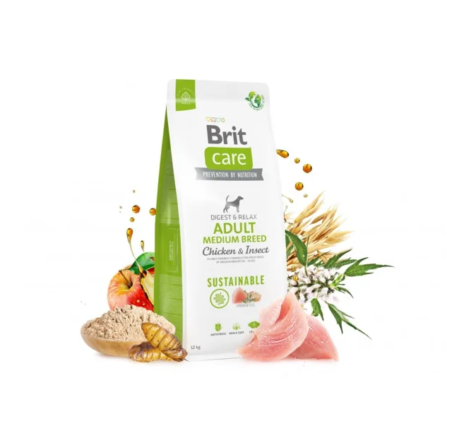 Сухий корм Brit Care Sustainable Adult Medium Breed для собак, середніх порід, курка і комахи, 1 кг