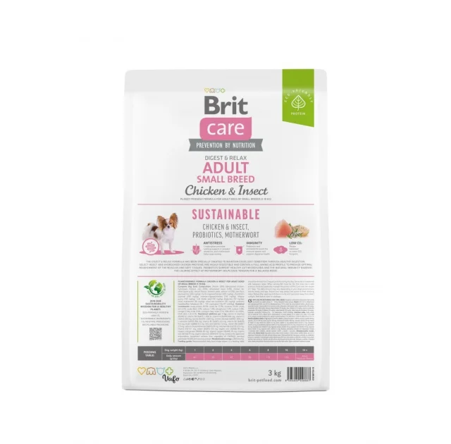 Сухой корм Brit Care Sustainable Adult Small Breed для собак, малых пород, курица и насекомые, 3 кг