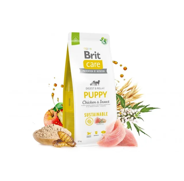 Сухой корм Brit Care Sustainable Puppy для щенков, курица и насекомые, 1 кг