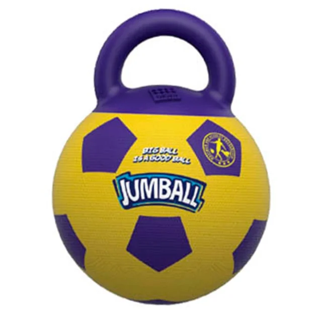 Игрушка GiGwi Ball, Мяч футбольный с ручкой для собак, резина, 26 см