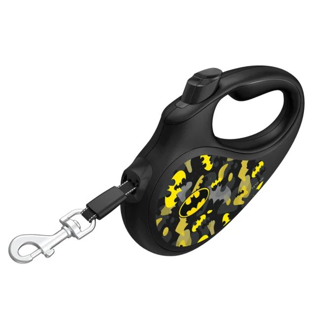 Повідець-рулетка Waudog R-leash для собак, малюнок "Бетмен Візерунок", світловідбиваюча стрічка, чорний, M, 25 кг, 5 м