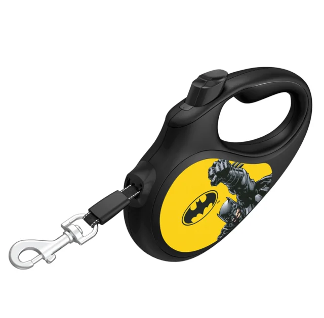 Повідець-рулетка Waudog R-leash для собак, малюнок "Бетмен Жовтий", світловідбиваюча стрічка чорний, M, 25 кг, 5 м